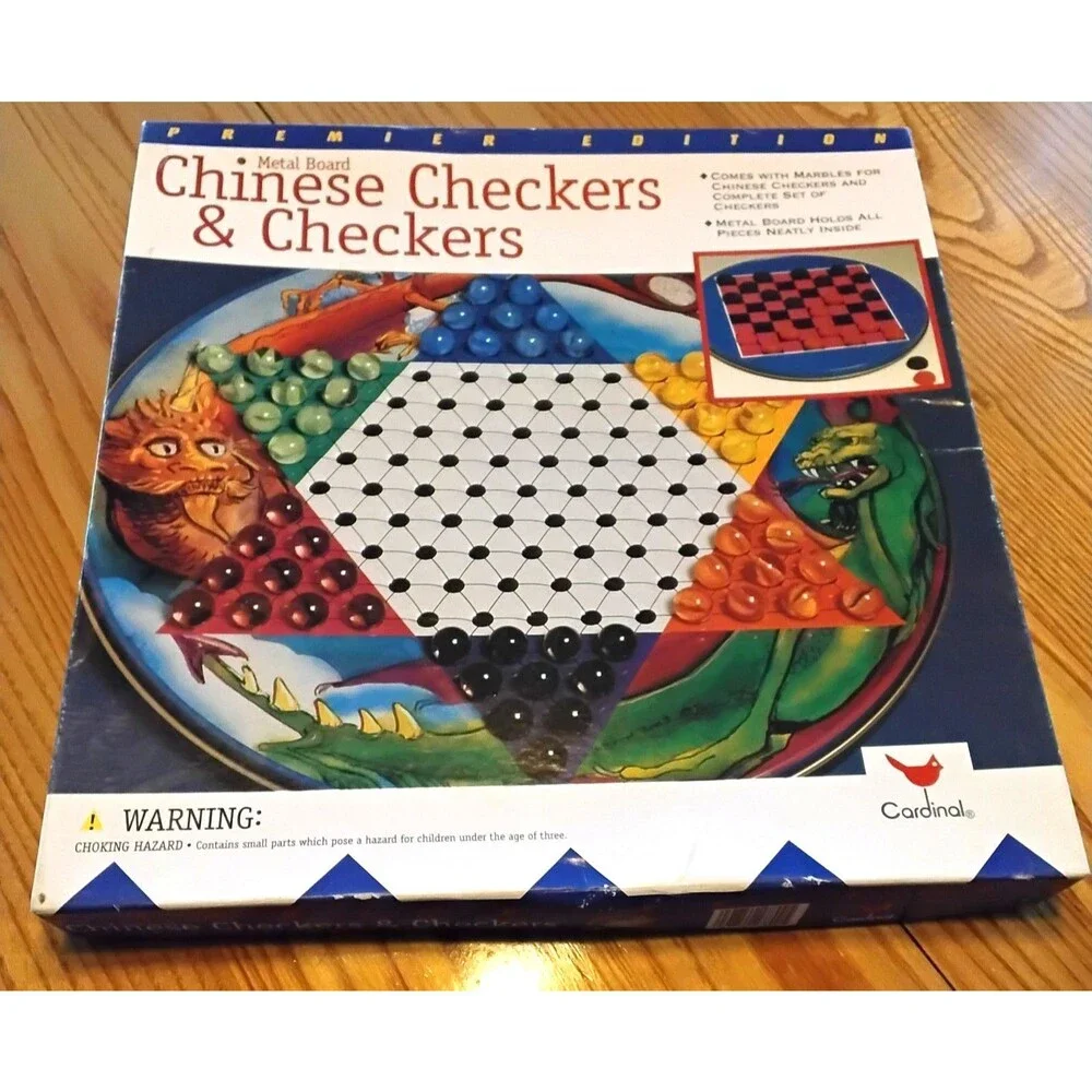 Dragon Vintage Chinese Checkers Tin Board Game 1997 Cardinal Industries Excellen